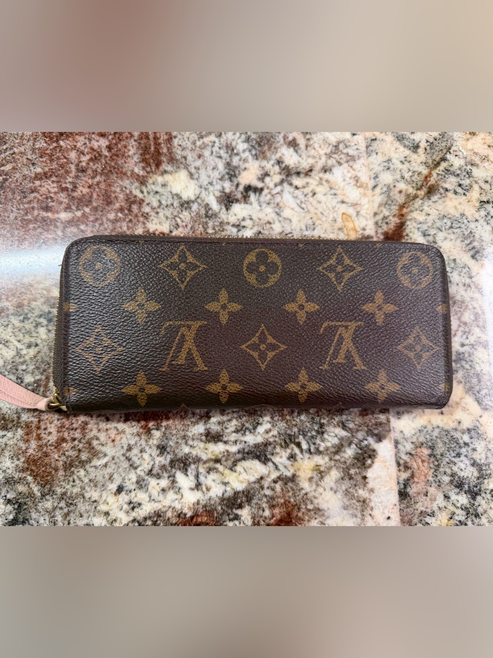 Louis Vuitton Monogram Zip Around Wallet in Brown and Gold